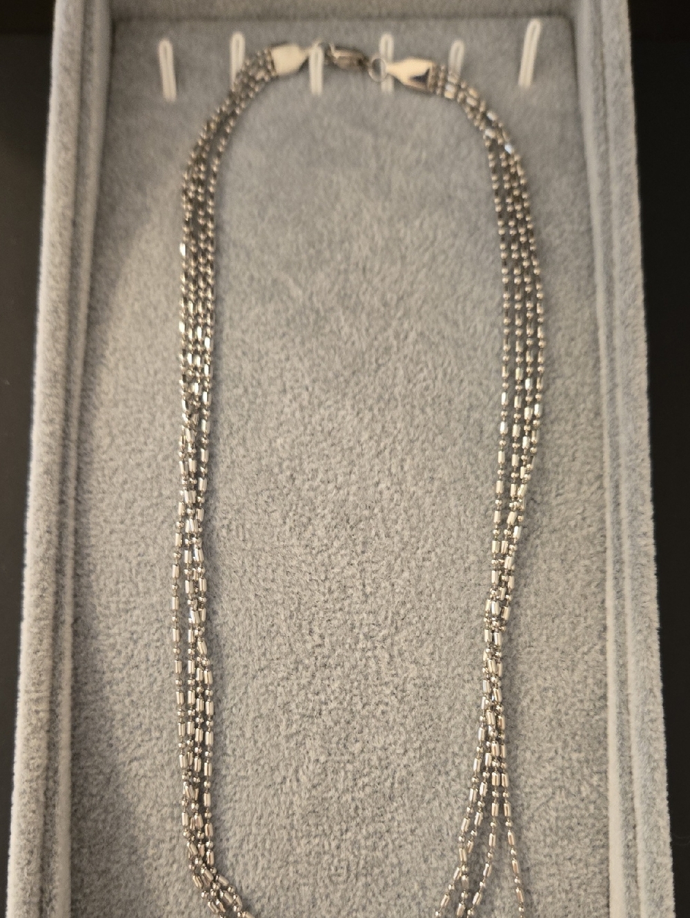 Stainless Steel Multi-Strand Beaded Necklace - Silver